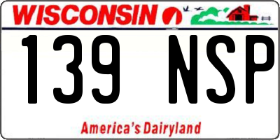 WI license plate 139NSP