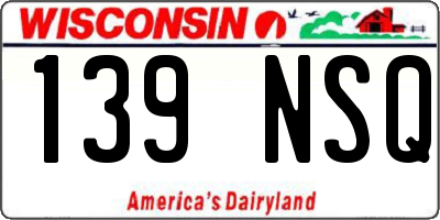 WI license plate 139NSQ