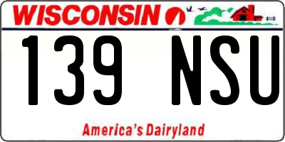WI license plate 139NSU
