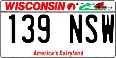 WI license plate 139NSW