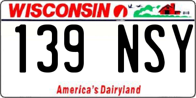 WI license plate 139NSY