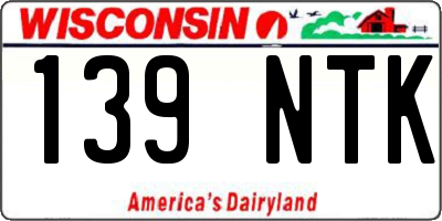 WI license plate 139NTK