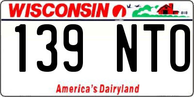 WI license plate 139NTO