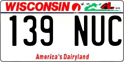 WI license plate 139NUC