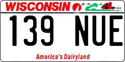 WI license plate 139NUE