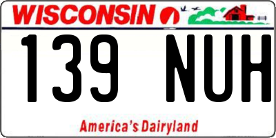 WI license plate 139NUH