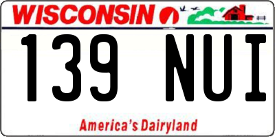 WI license plate 139NUI