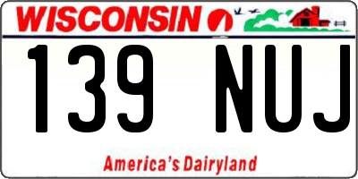WI license plate 139NUJ
