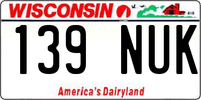 WI license plate 139NUK