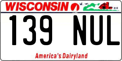 WI license plate 139NUL