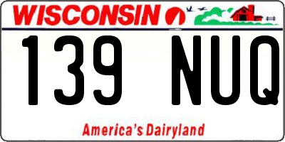 WI license plate 139NUQ