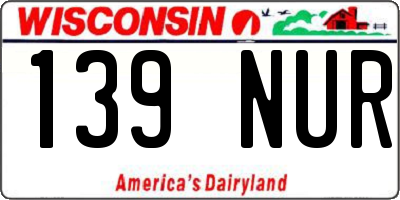 WI license plate 139NUR