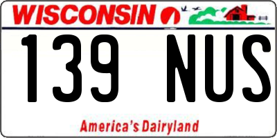 WI license plate 139NUS