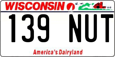 WI license plate 139NUT