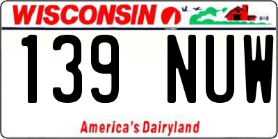 WI license plate 139NUW