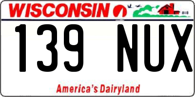 WI license plate 139NUX