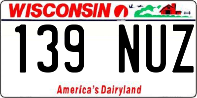 WI license plate 139NUZ