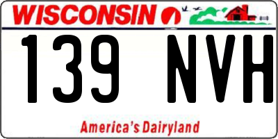 WI license plate 139NVH
