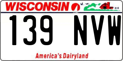 WI license plate 139NVW