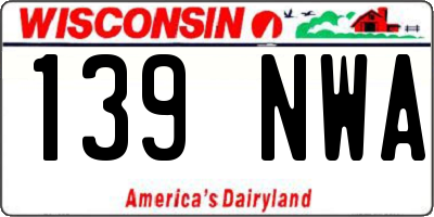 WI license plate 139NWA