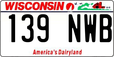 WI license plate 139NWB