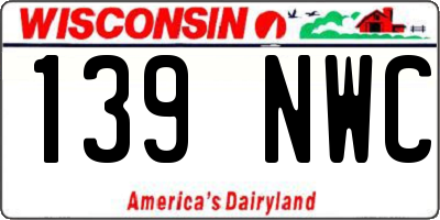 WI license plate 139NWC