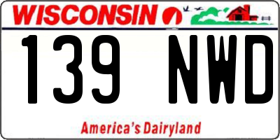 WI license plate 139NWD
