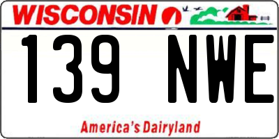 WI license plate 139NWE