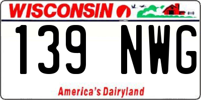 WI license plate 139NWG