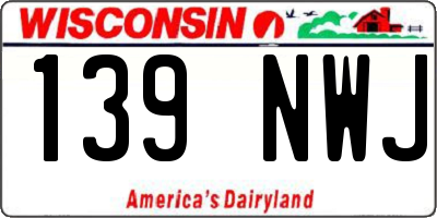 WI license plate 139NWJ