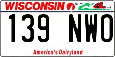 WI license plate 139NWO