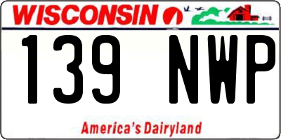 WI license plate 139NWP