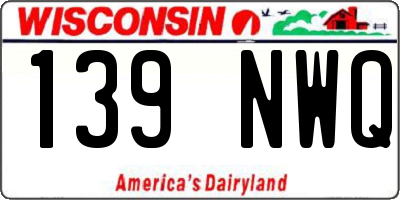 WI license plate 139NWQ