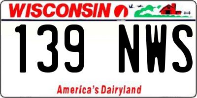 WI license plate 139NWS