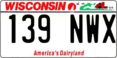 WI license plate 139NWX