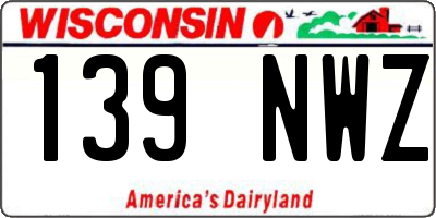 WI license plate 139NWZ