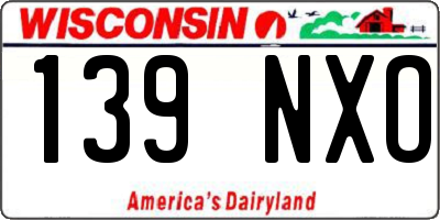 WI license plate 139NXO