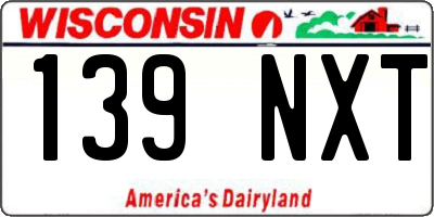 WI license plate 139NXT