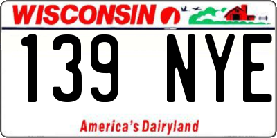 WI license plate 139NYE