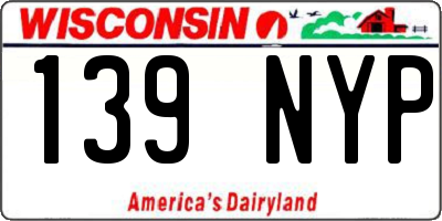WI license plate 139NYP
