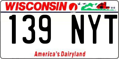 WI license plate 139NYT