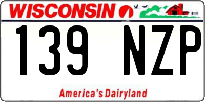 WI license plate 139NZP