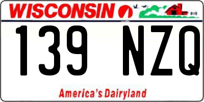 WI license plate 139NZQ