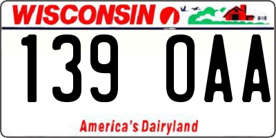 WI license plate 139OAA