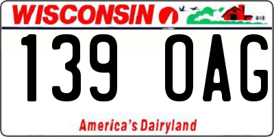 WI license plate 139OAG