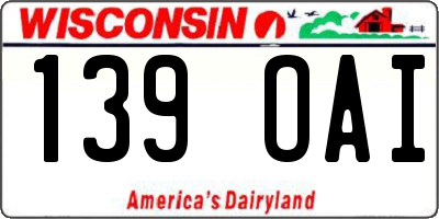 WI license plate 139OAI