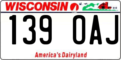 WI license plate 139OAJ