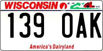 WI license plate 139OAK