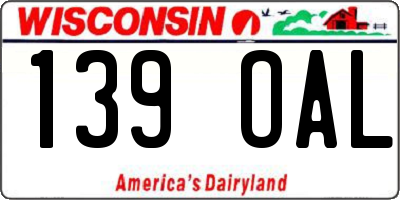 WI license plate 139OAL