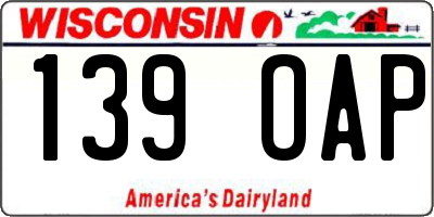 WI license plate 139OAP